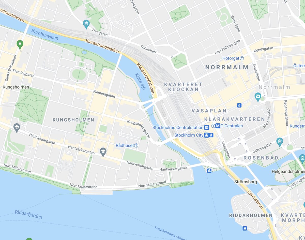 Karta över vägen till vår akupunkturklinik på Barnhusgatan 6 i Stockholm City